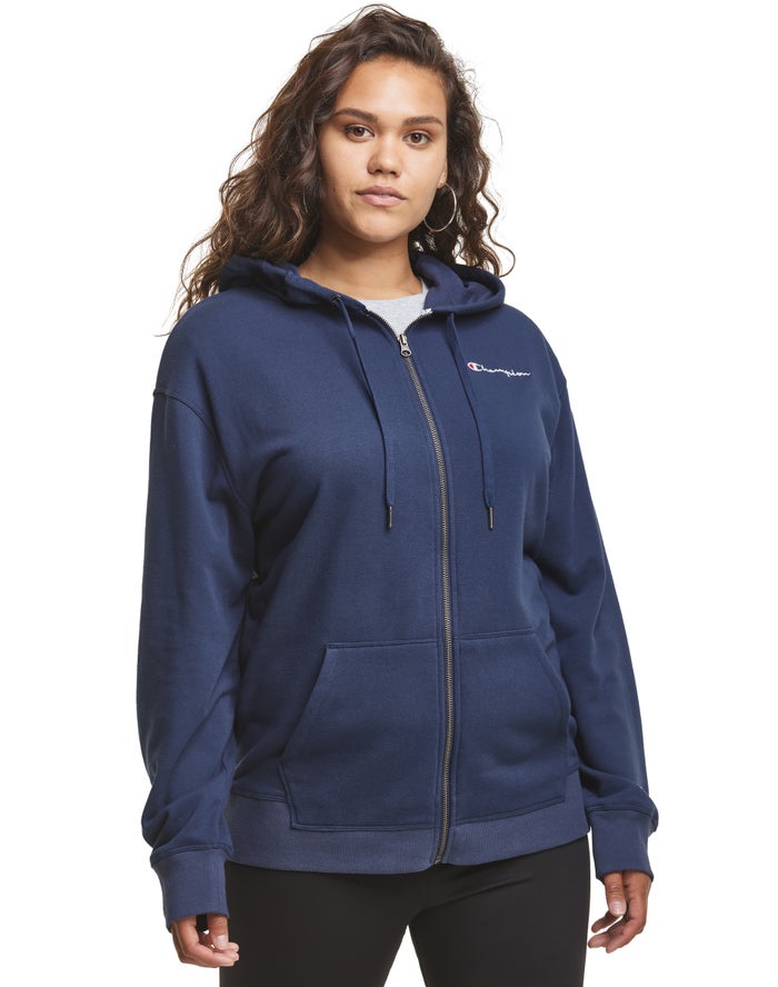 Sudadera Con Capucha Champion Mujer - Plus Campus French Terry Zip Embroidered Logo ( Azul Marino )